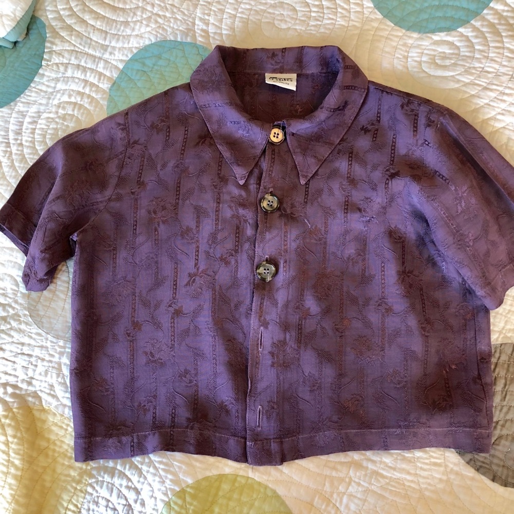 Vintage CP Shades Girls Purple/Plum Boxy Shirt, sz S